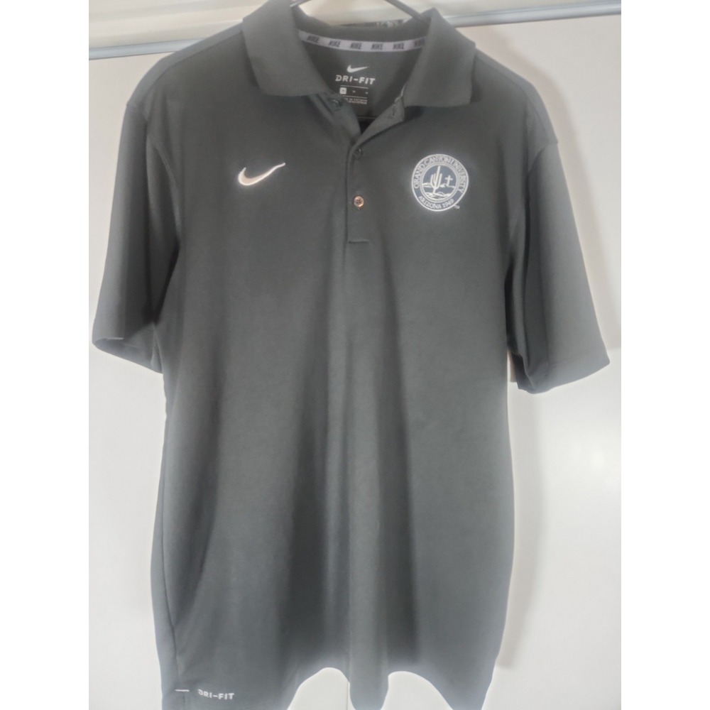 Nike Men's Medium Polo Shirt Black Dri-Fit GCU PATCH Grand Canyon University